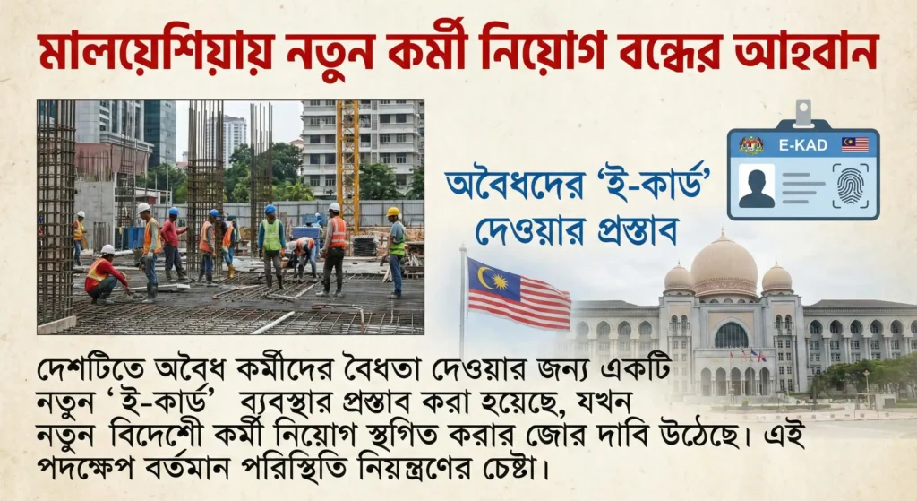 মালয়েশিয়ায় নতুন বিদেশি কর্মী নিয়োগ বন্ধের আহ্বান, অবৈধদের ‘ই-কার্ডে’ নিবন্ধনের প্রস্তাব এমসিসিএফের
